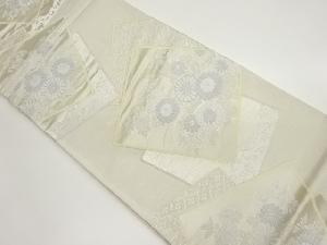 色紙に秋草・菱模様織出し袋帯